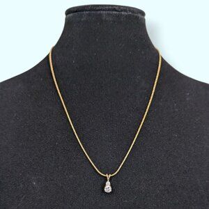 Gold Tone CZ Pendant Necklace